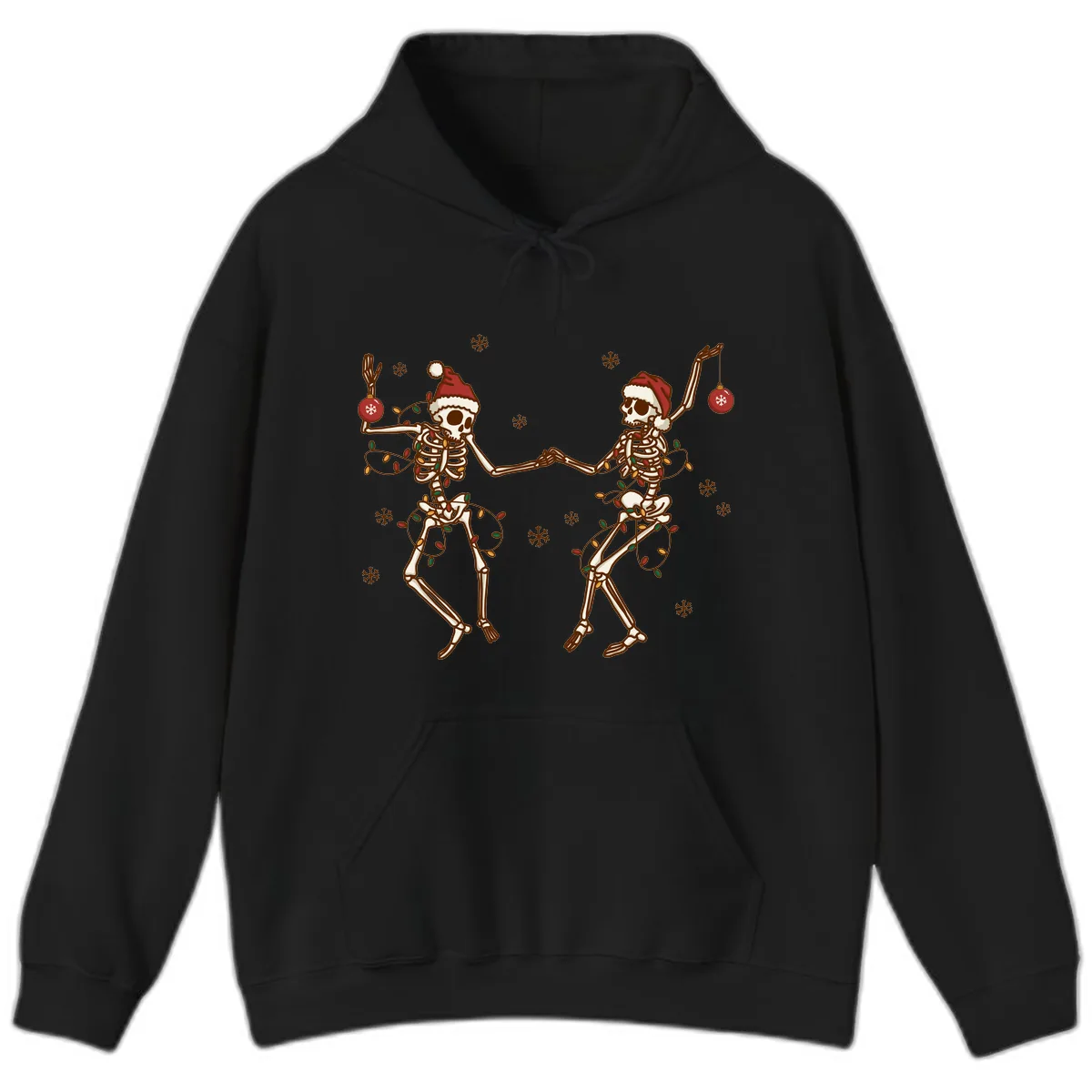 Dancing Skeletons Christmas Lights Hoodie in Black