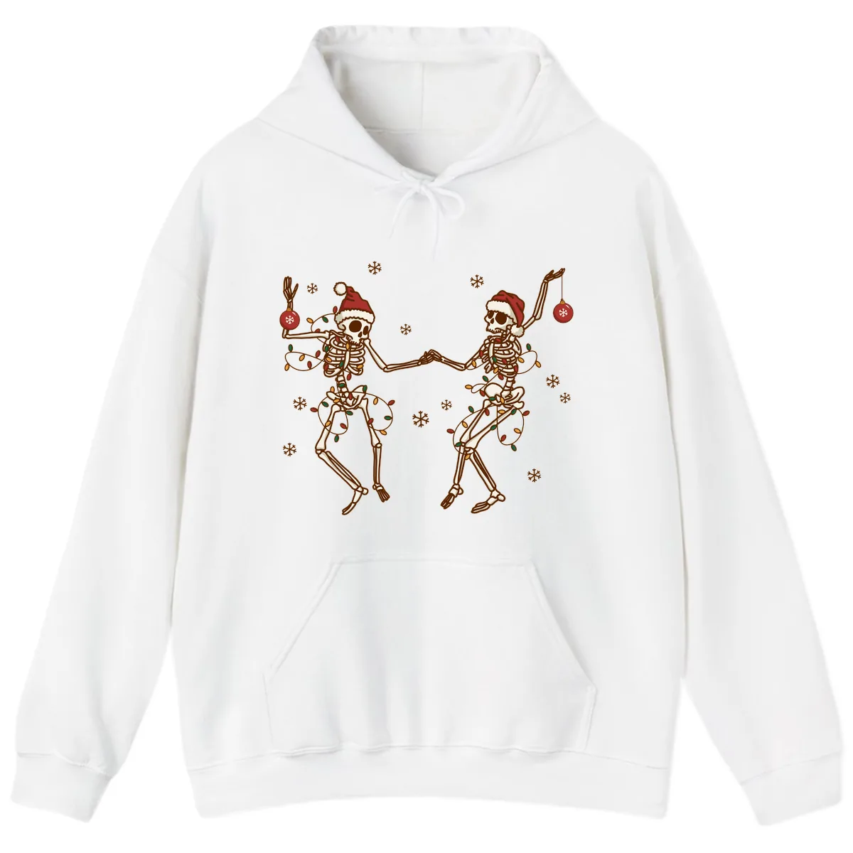 Dancing Skeletons Christmas Lights Hoodie in White