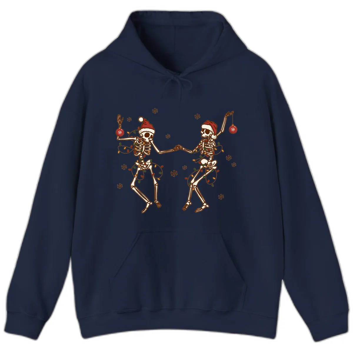 Dancing Skeletons Christmas Lights Hoodie in Navy