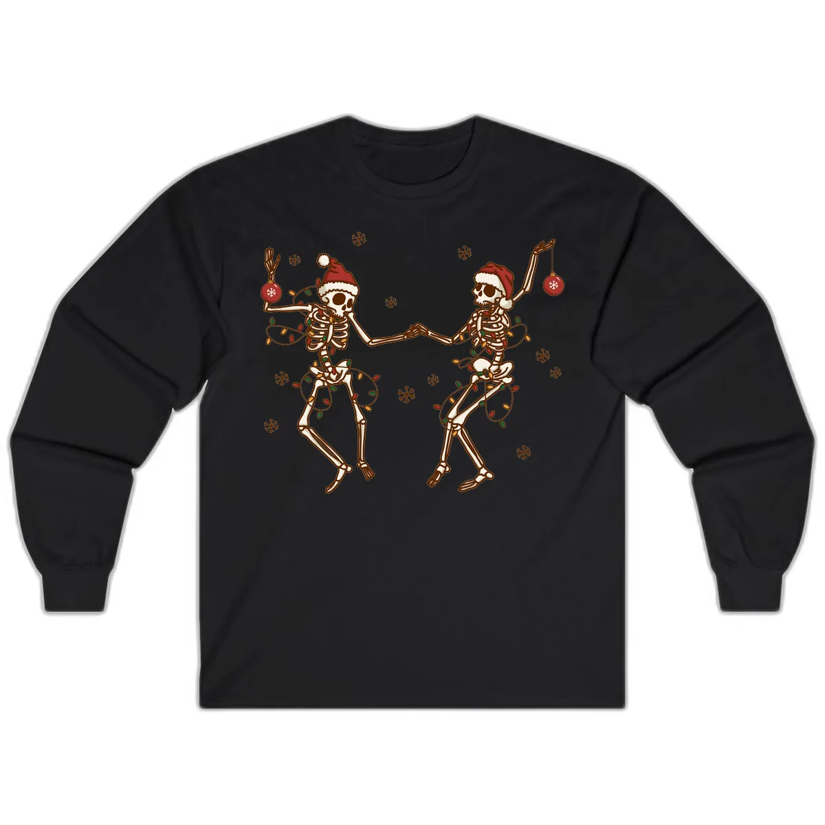 Dancing Skeletons Christmas Lights Long Sleeve in Black