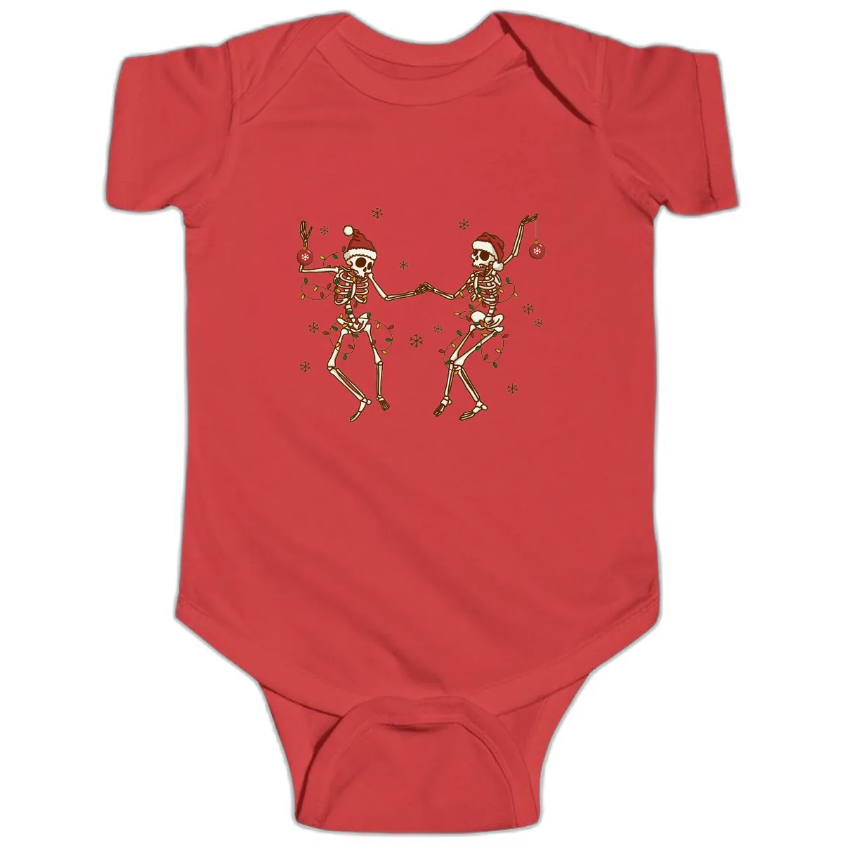 Dancing Skeletons Christmas Lights Baby Onesie in Red