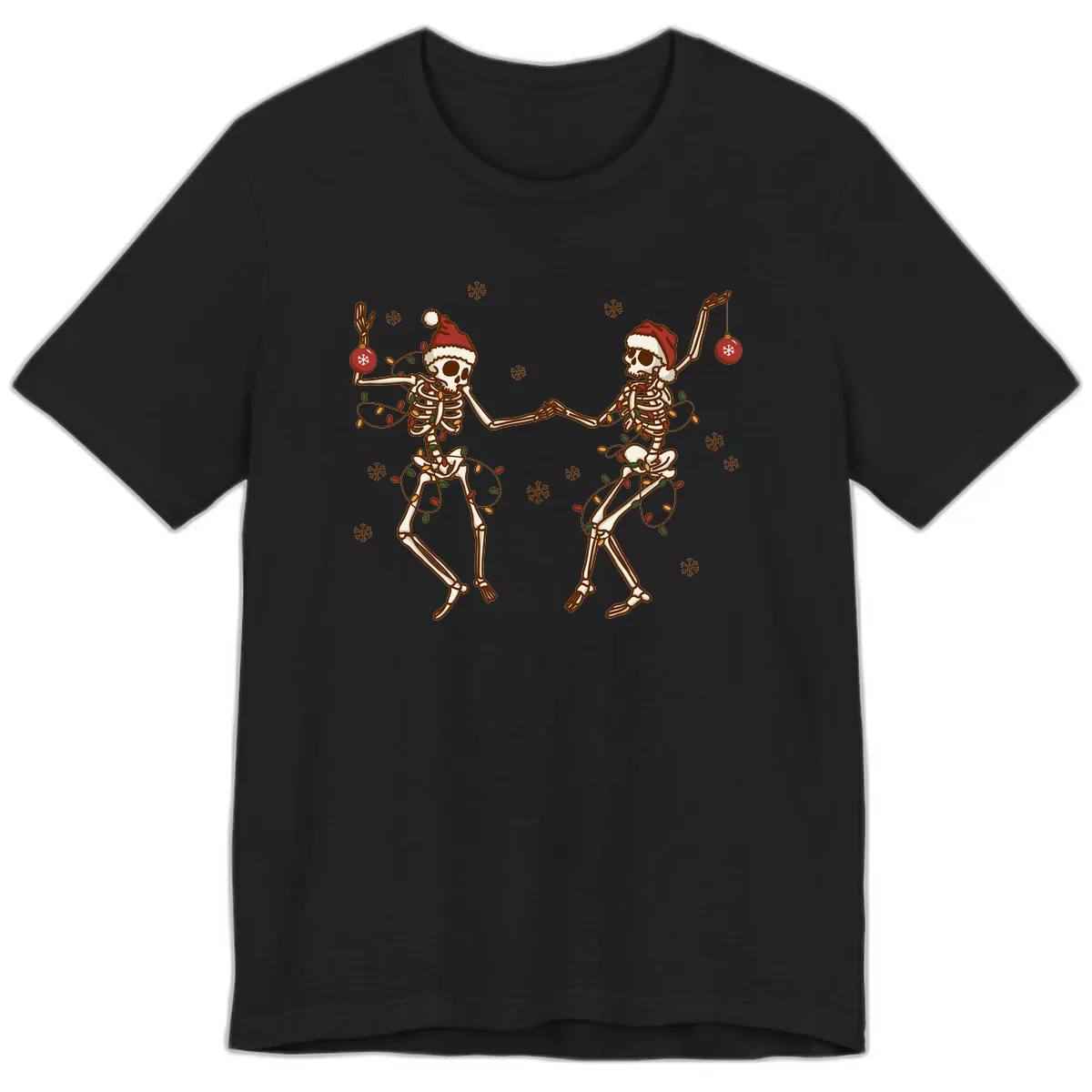 Dancing Skeletons Christmas Lights Premium T-Shirt in Black