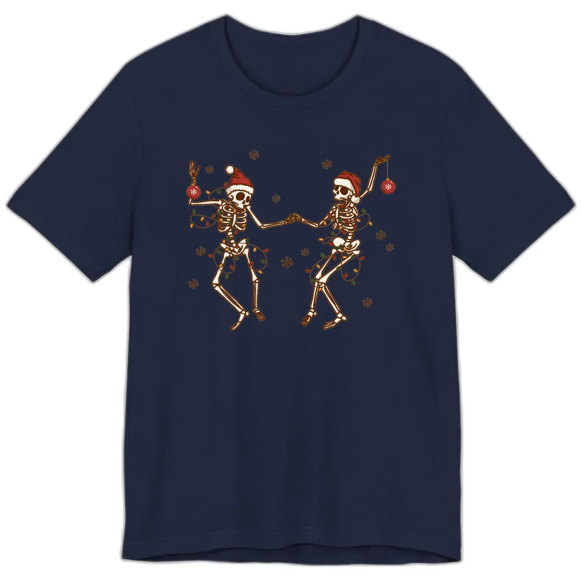 Dancing Skeletons Christmas Lights Premium T-Shirt in Navy