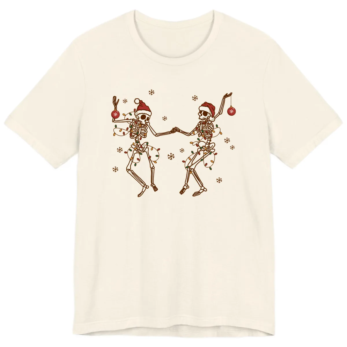 Dancing Skeletons Christmas Lights Premium T-Shirt in Natural