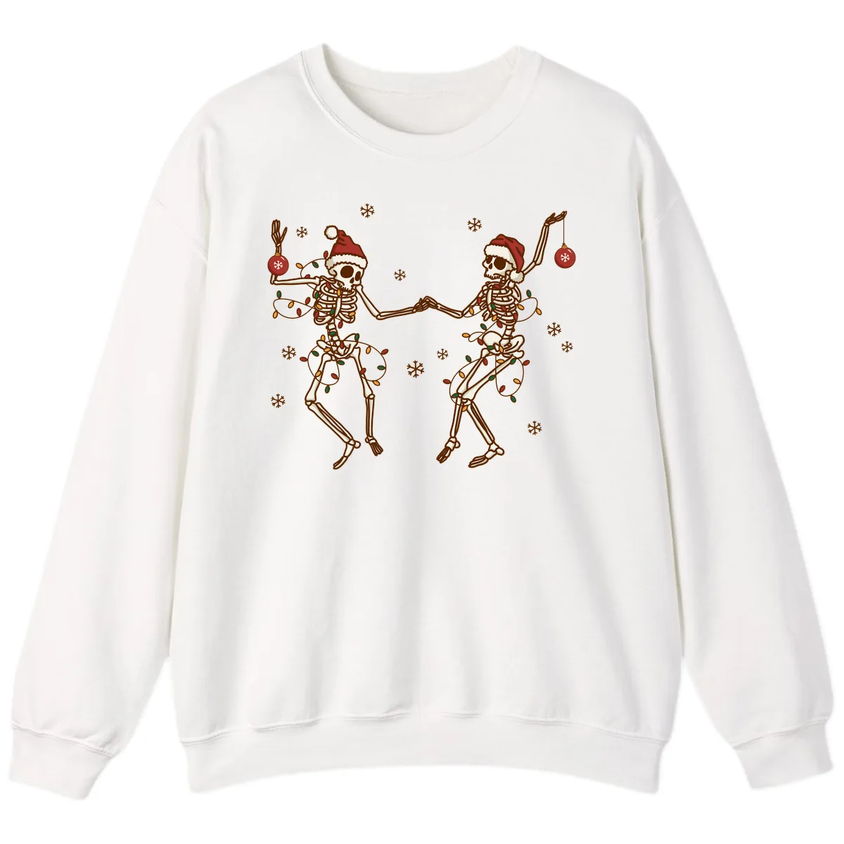 Dancing Skeletons Christmas Lights Sweatshirt in White