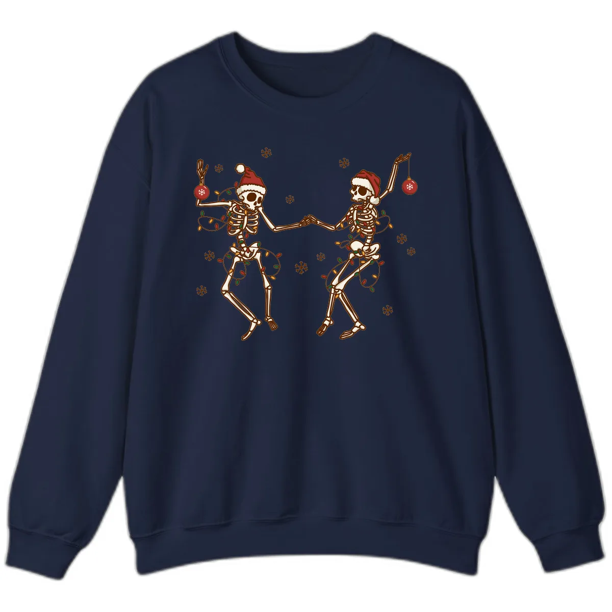 Dancing Skeletons Christmas Lights Sweatshirt in Navy