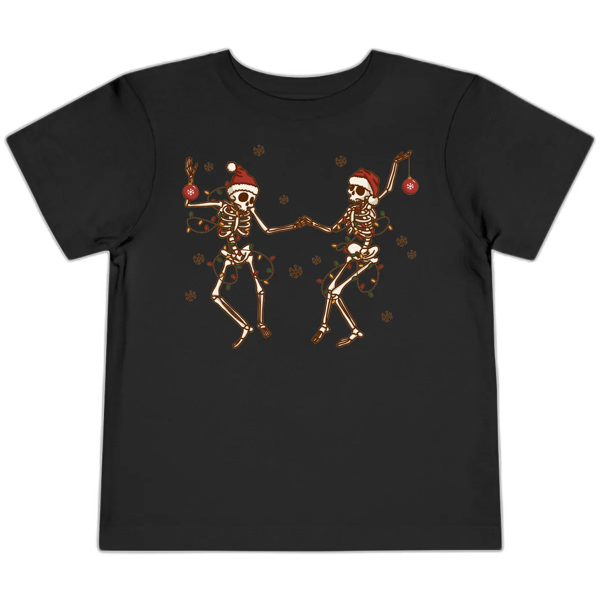 Dancing Skeletons Christmas Lights Toddler T-Shirt in Black