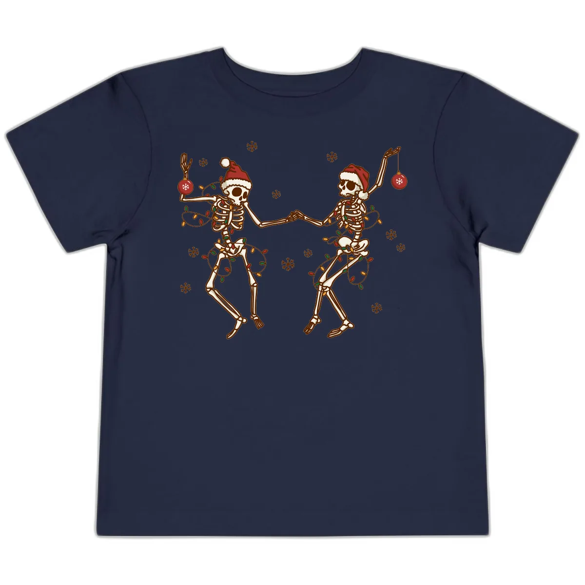 Dancing Skeletons Christmas Lights Toddler T-Shirt in Navy