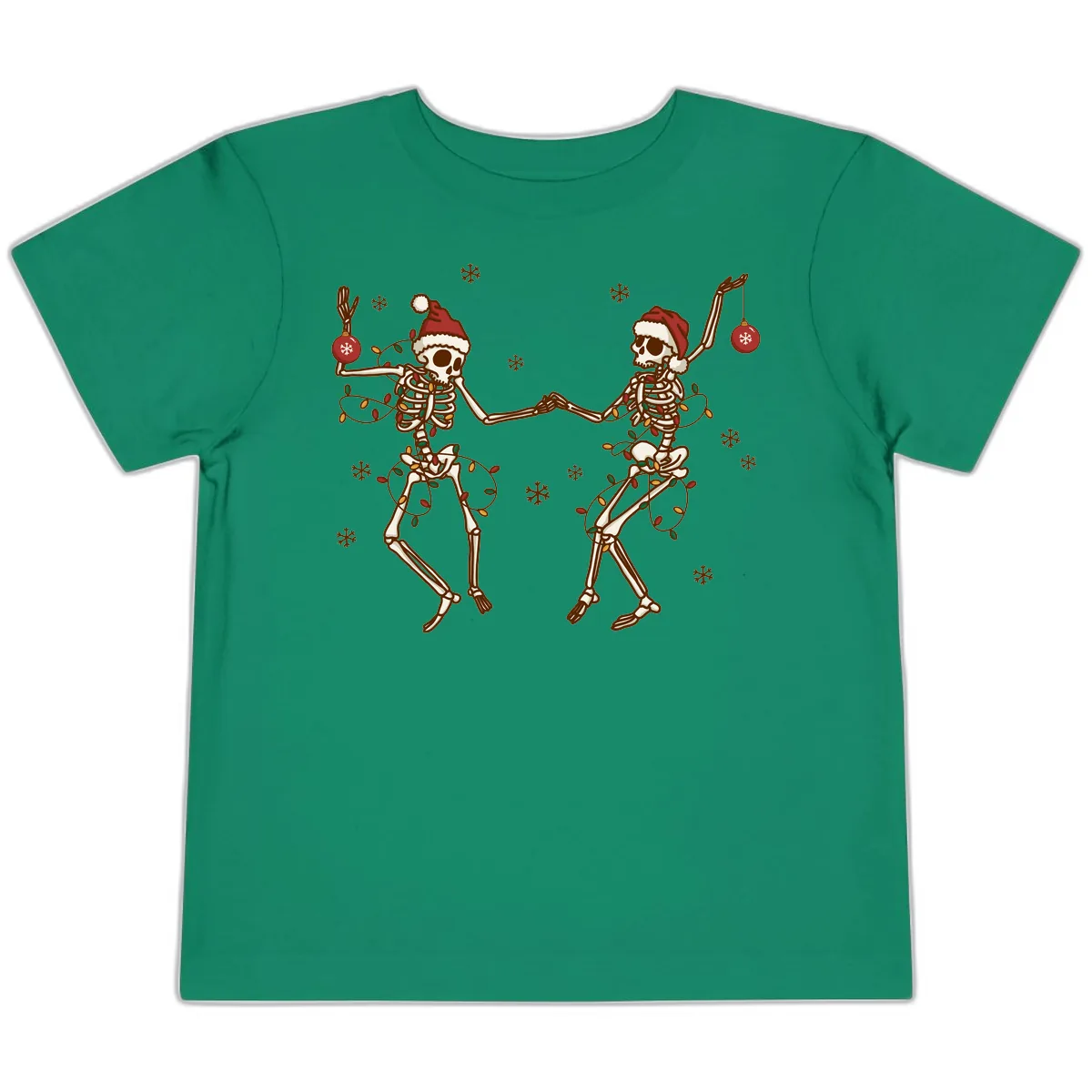Dancing Skeletons Christmas Lights Toddler T-Shirt in Kelly