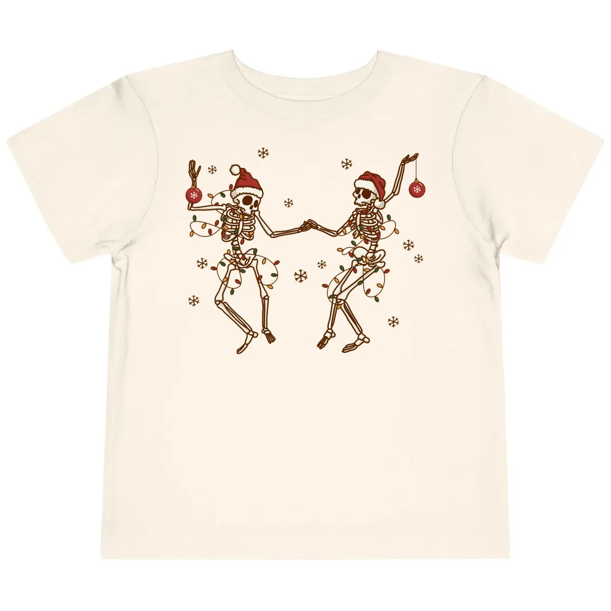 Dancing Skeletons Christmas Lights Toddler T-Shirt in Natural