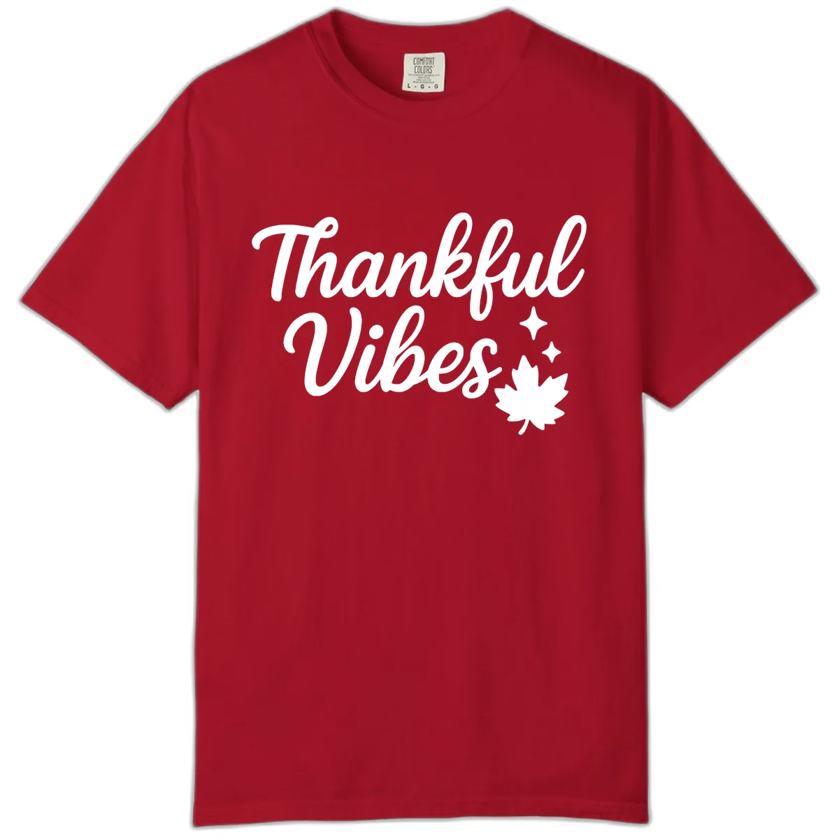 Thankful Vibes Fall Leaf Graphic Comfort Color in Red