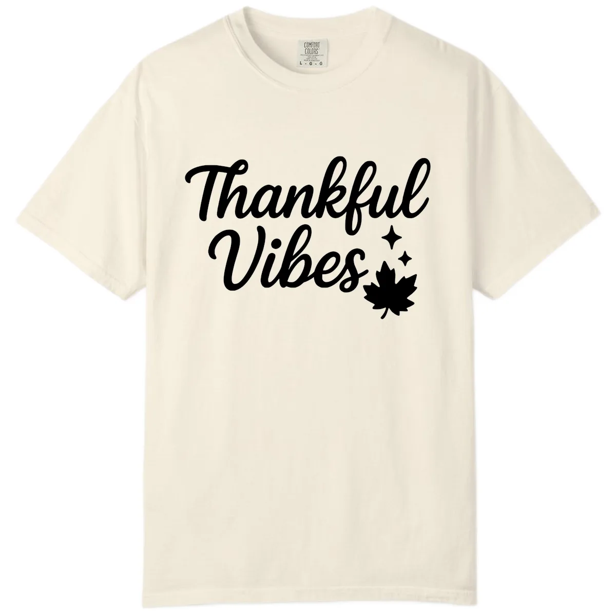 Thankful Vibes Fall Leaf Graphic Comfort Color in Ivory