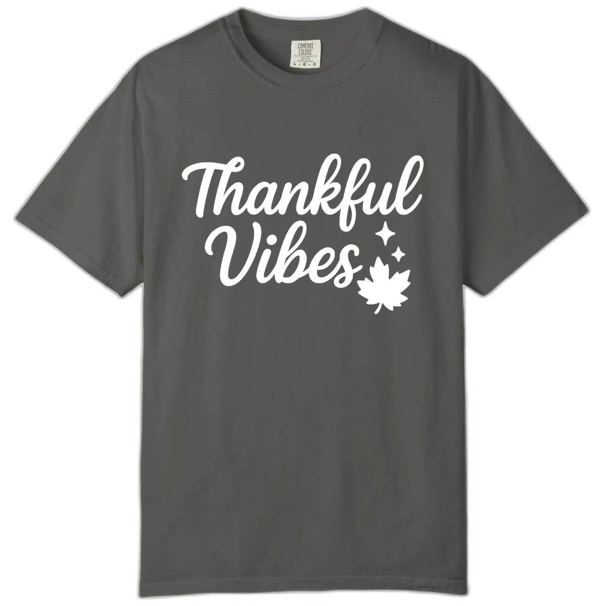 Thankful Vibes Fall Leaf Graphic Comfort Color in Pepper