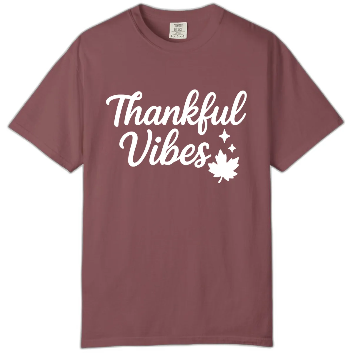 Thankful Vibes Fall Leaf Graphic Comfort Color in Brick