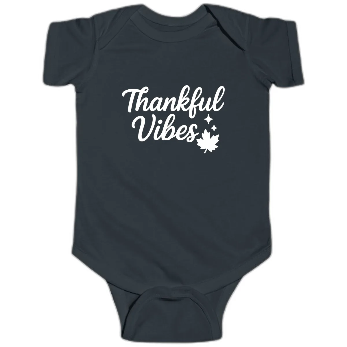 Thankful Vibes Fall Leaf Graphic Baby Onesie in Black