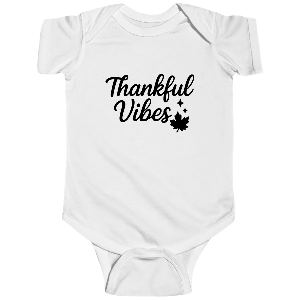 Thankful Vibes Fall Leaf Graphic Baby Onesie in White
