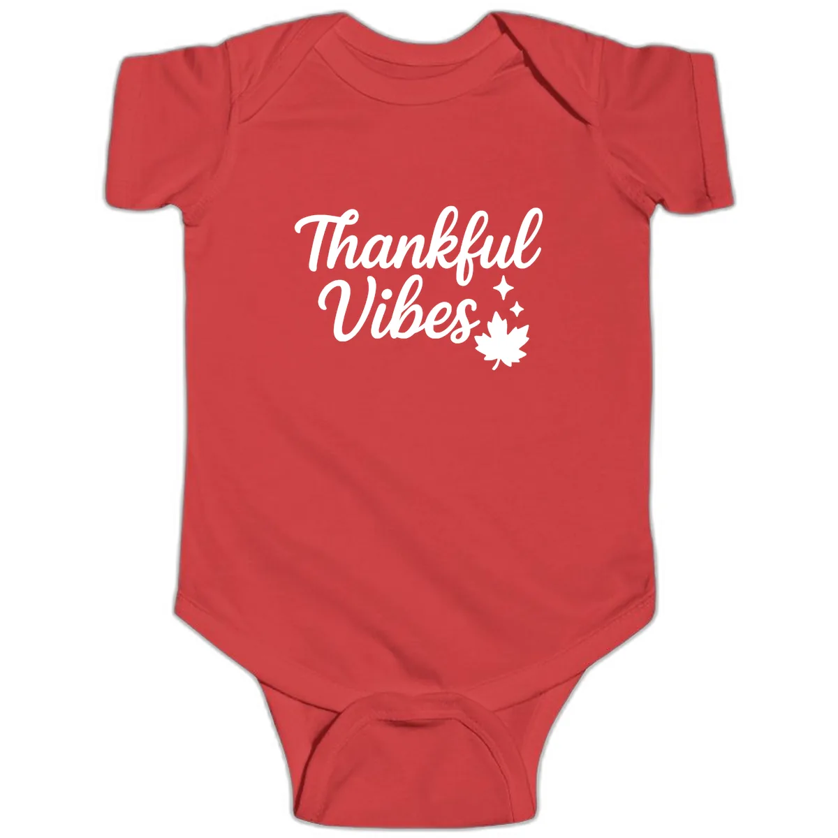Thankful Vibes Fall Leaf Graphic Baby Onesie in Red