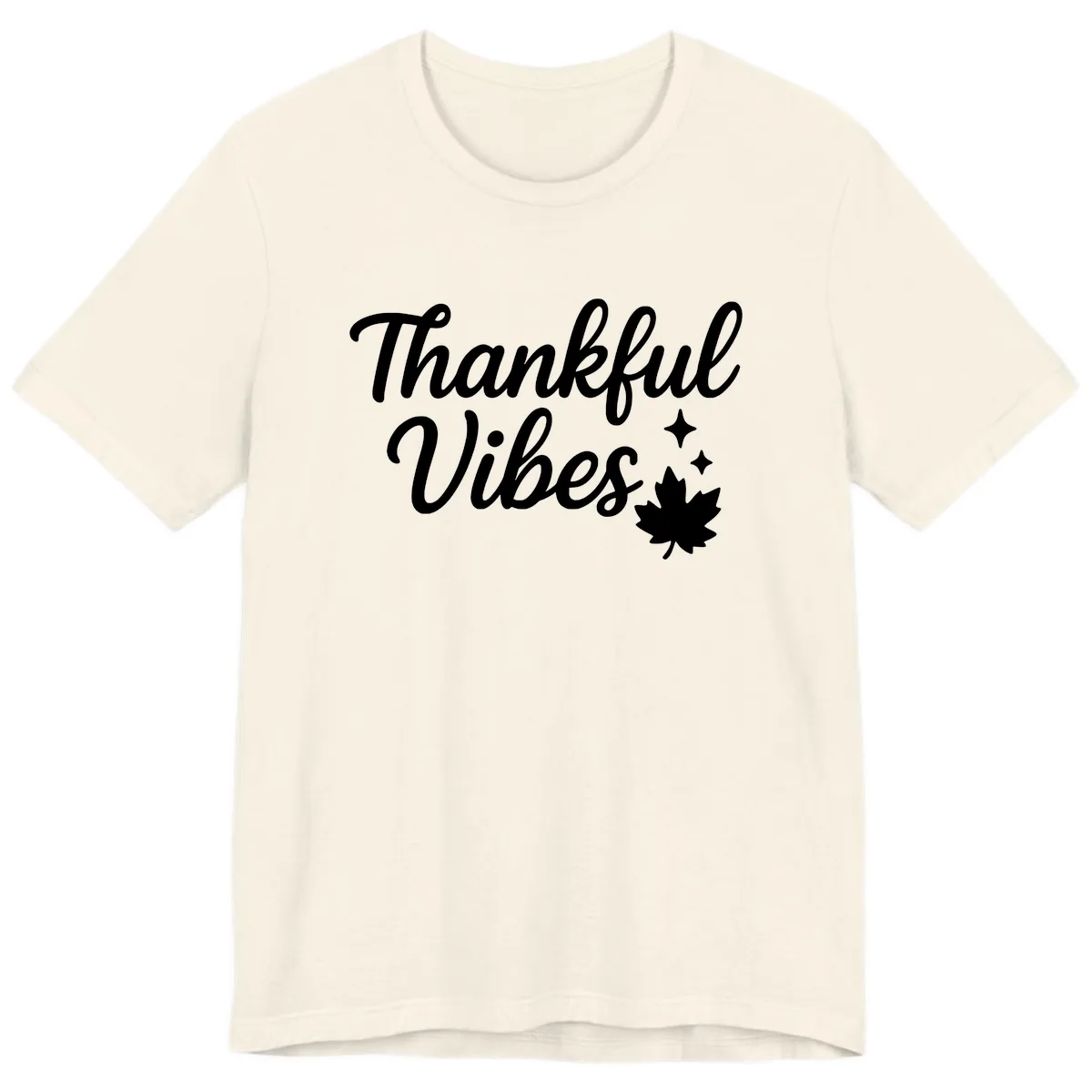 Thankful Vibes Fall Leaf Graphic Premium T-Shirt in Natural