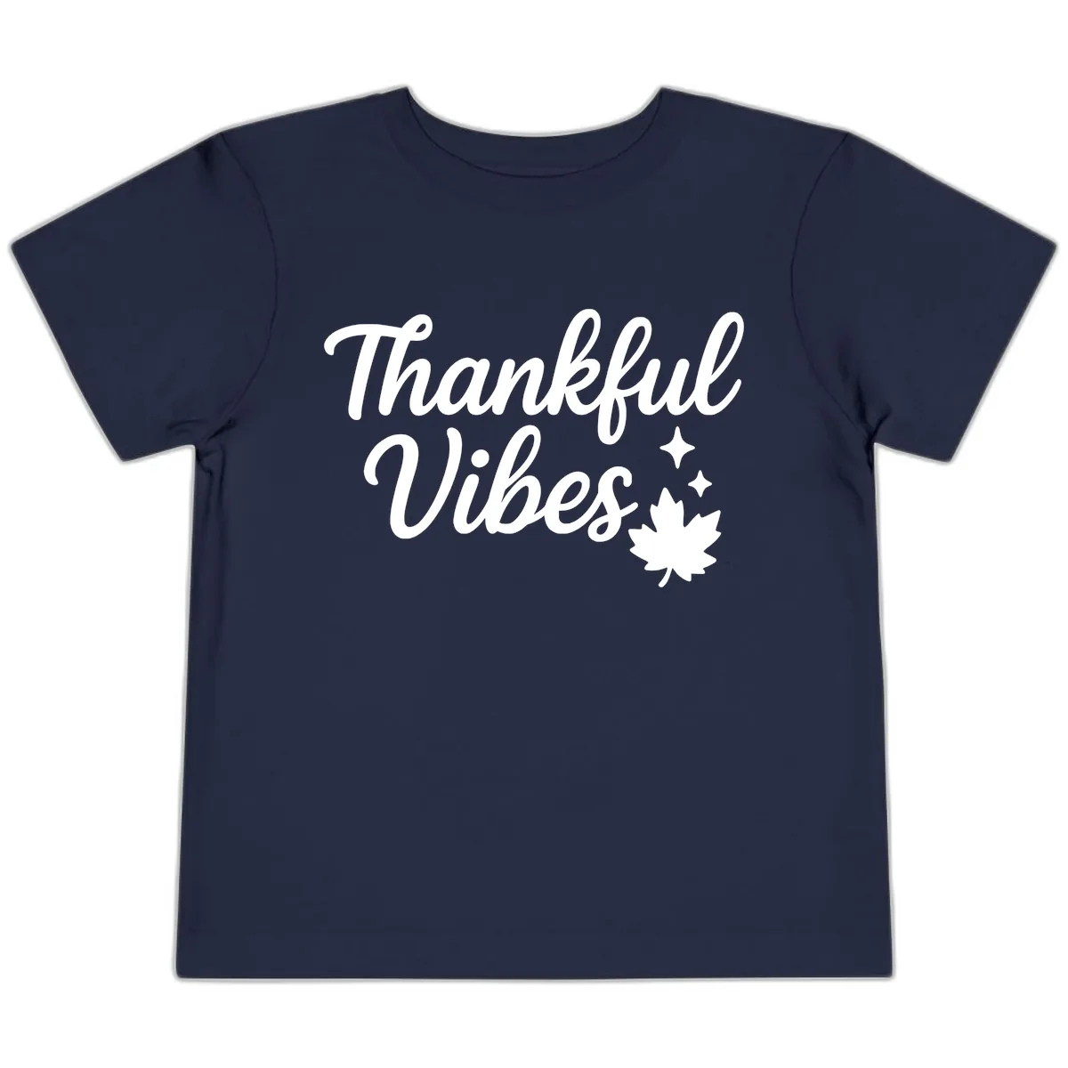 Thankful Vibes Fall Leaf Graphic Toddler T-Shirt in Navy