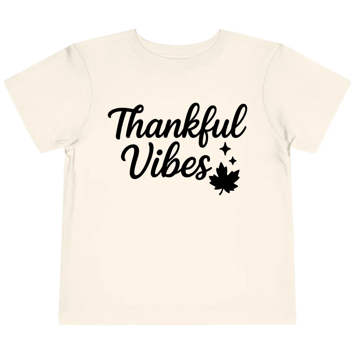 Thankful Vibes Fall Leaf Graphic Toddler T-Shirt in Natural