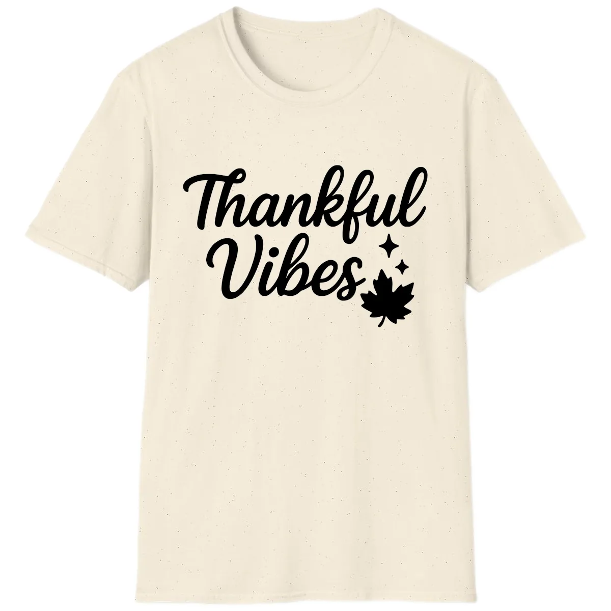 Thankful Vibes Fall Leaf Graphic T-Shirt in Natural