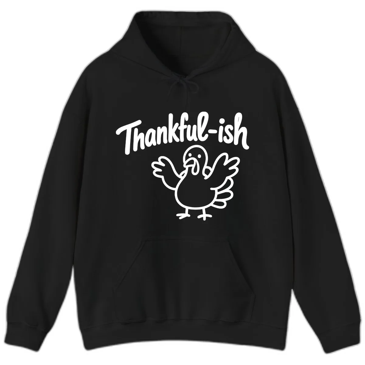 Thankful-ish Turkey Design Hoodie in Black