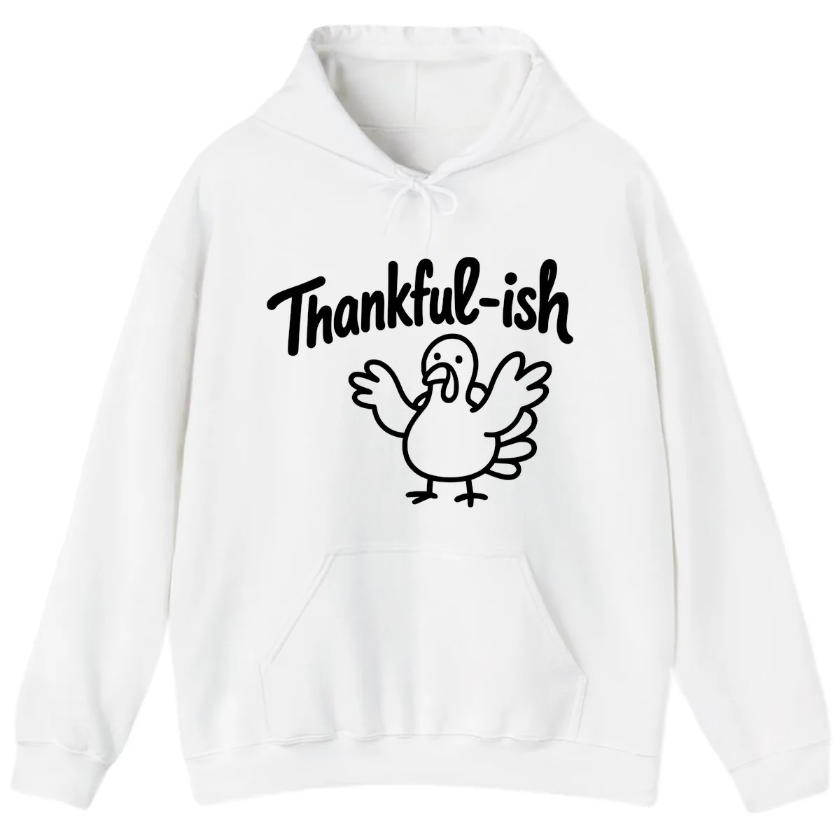 Thankful-ish Turkey Design Hoodie in White