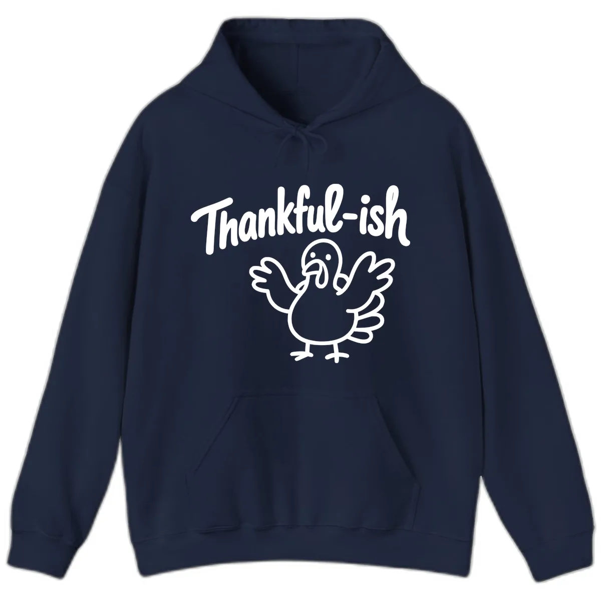 Thankful-ish Turkey Design Hoodie in Navy