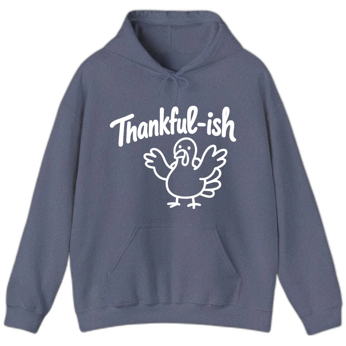 Thankful-ish Turkey Design Hoodie in Heather Navy