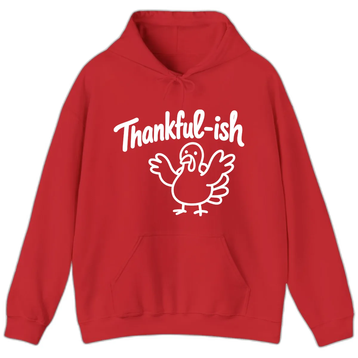 Thankful-ish Turkey Design Hoodie in Red