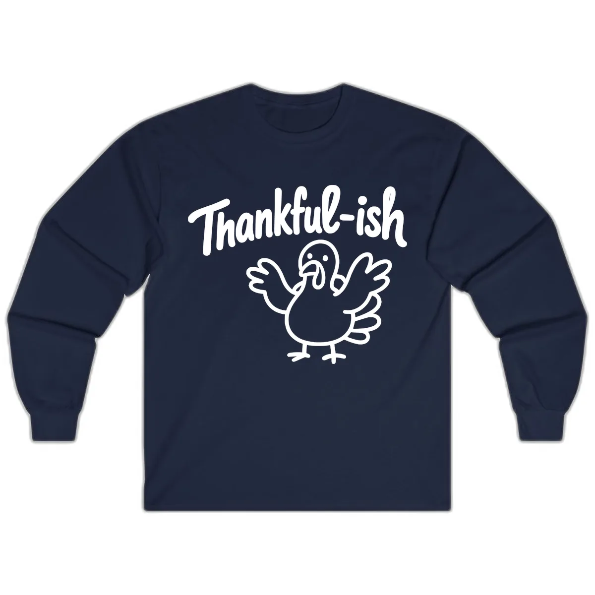 Thankful-ish Turkey Design Long Sleeve in Navy