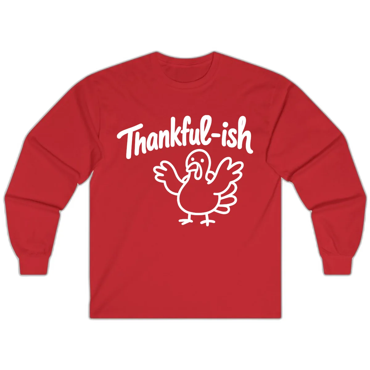 Thankful-ish Turkey Design Long Sleeve in Red
