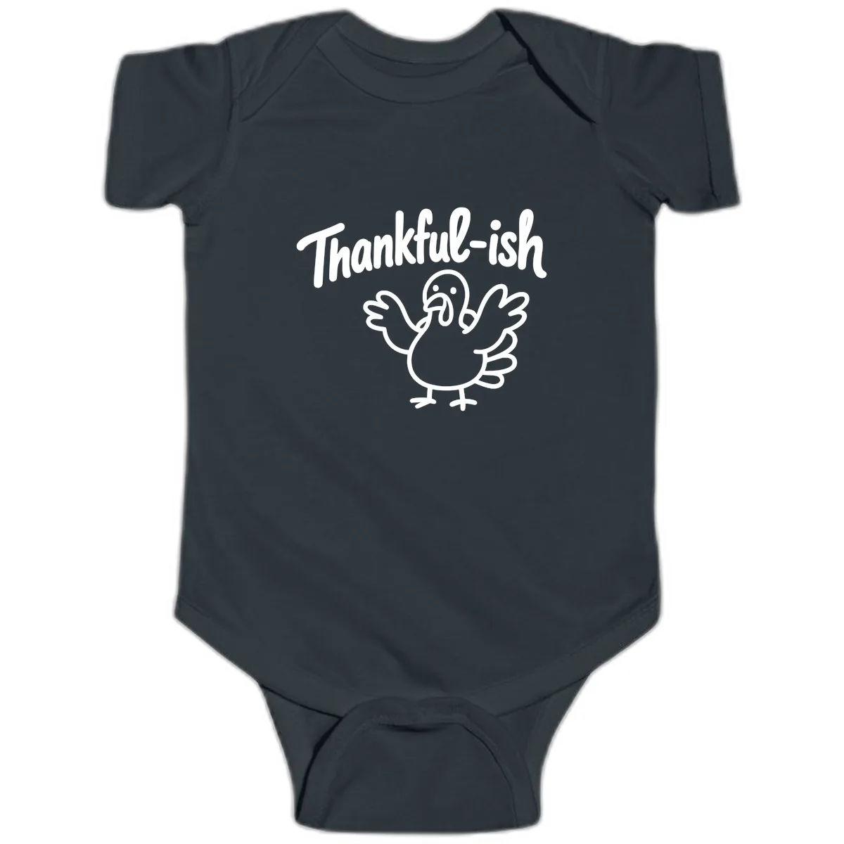 Thankful-ish Turkey Design Baby Onesie in Black