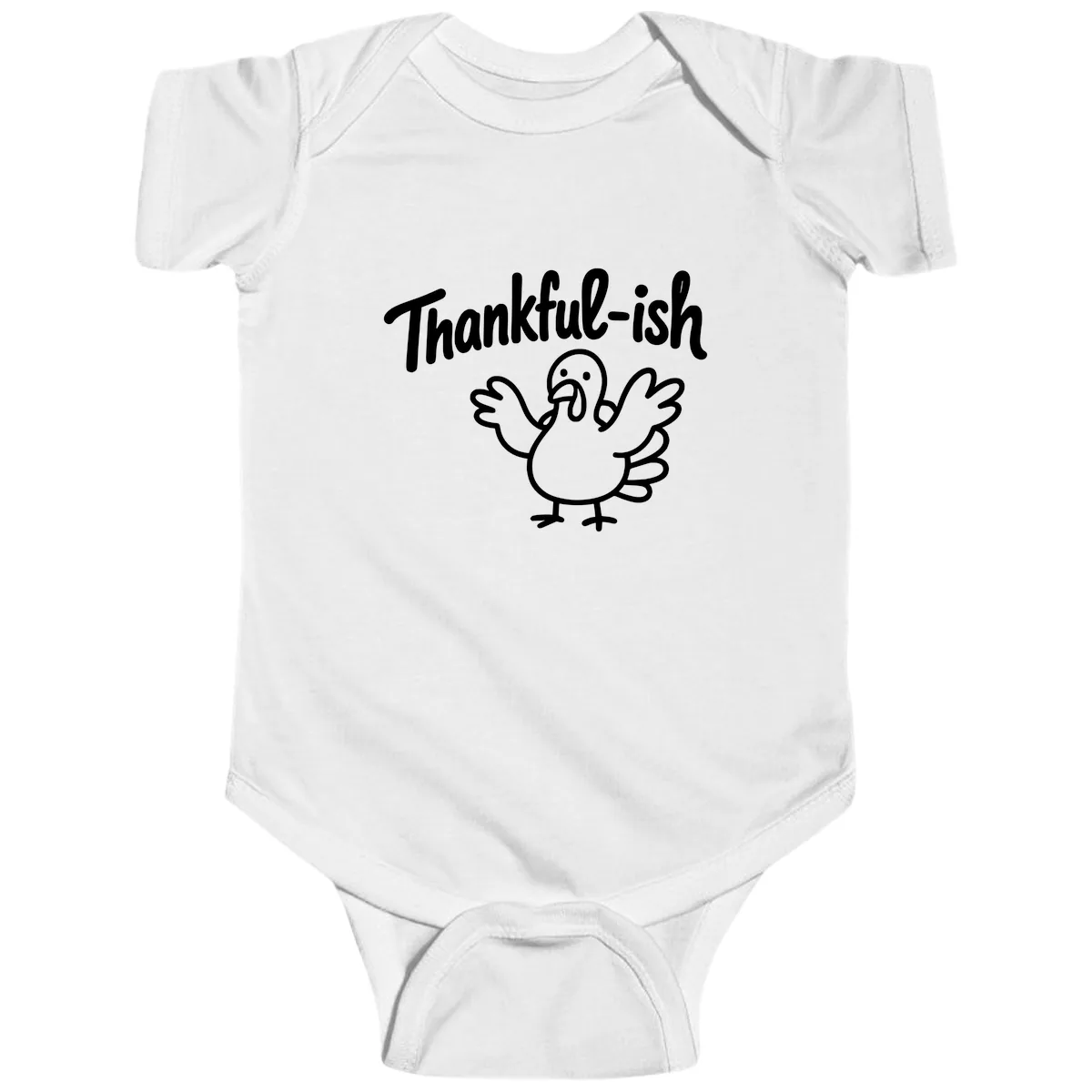 Thankful-ish Turkey Design Baby Onesie in White