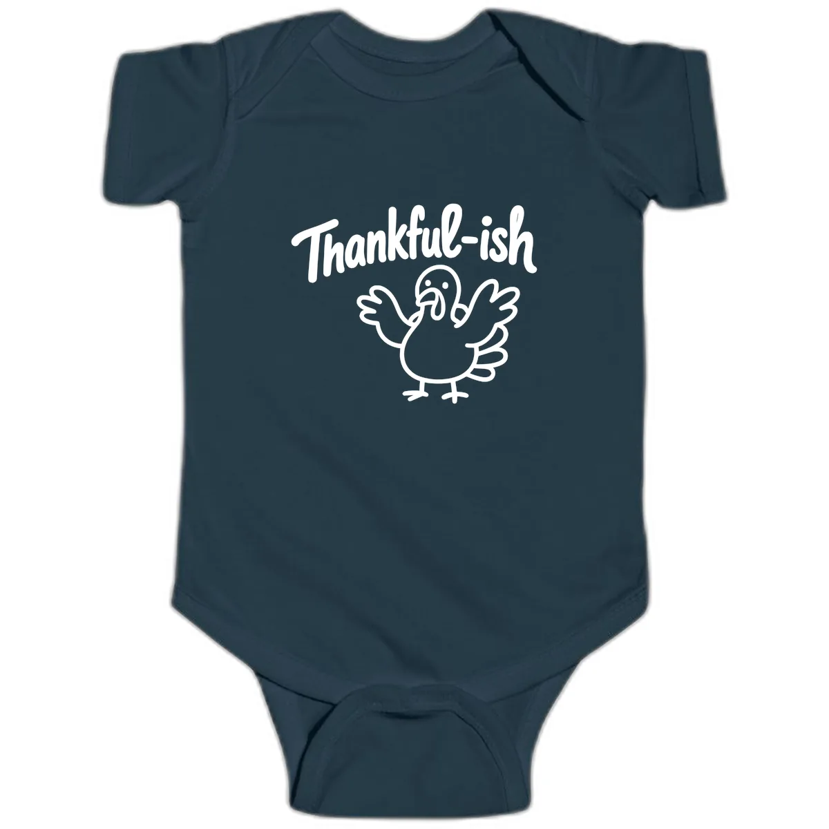 Thankful-ish Turkey Design Baby Onesie in Navy