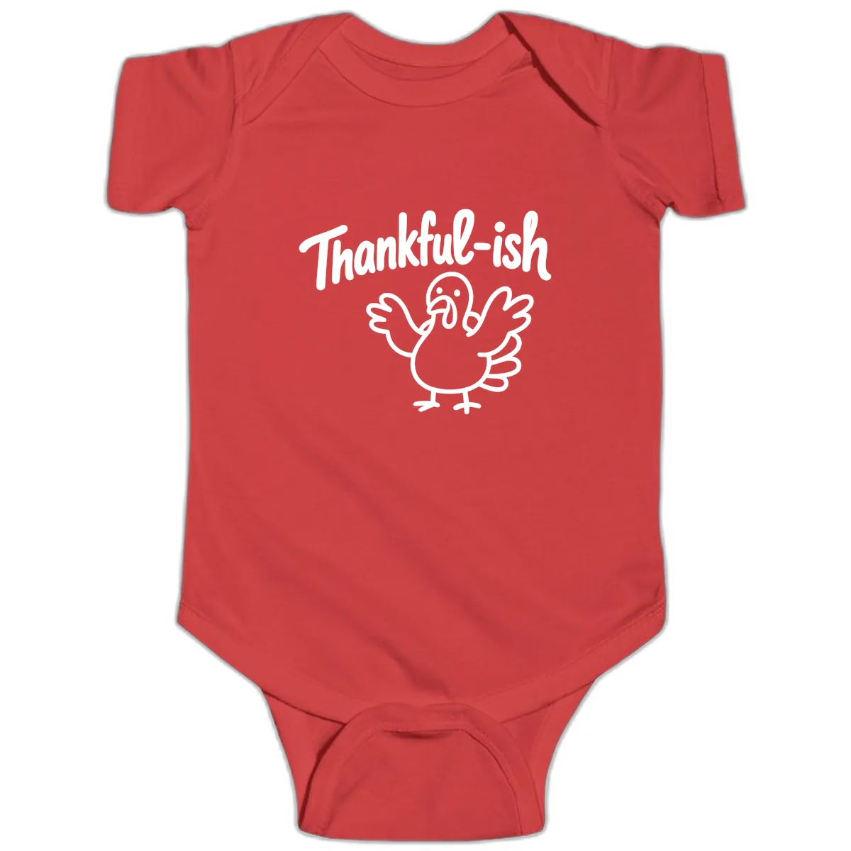 Thankful-ish Turkey Design Baby Onesie in Red