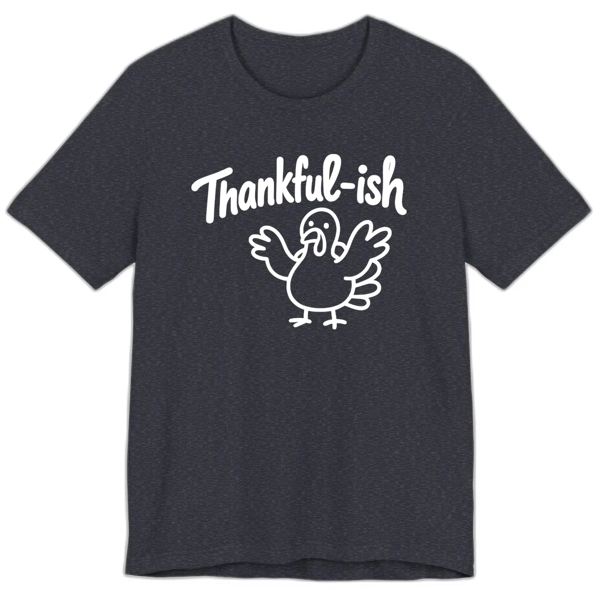Thankful-ish Turkey Design Premium T-Shirt in Heather Navy