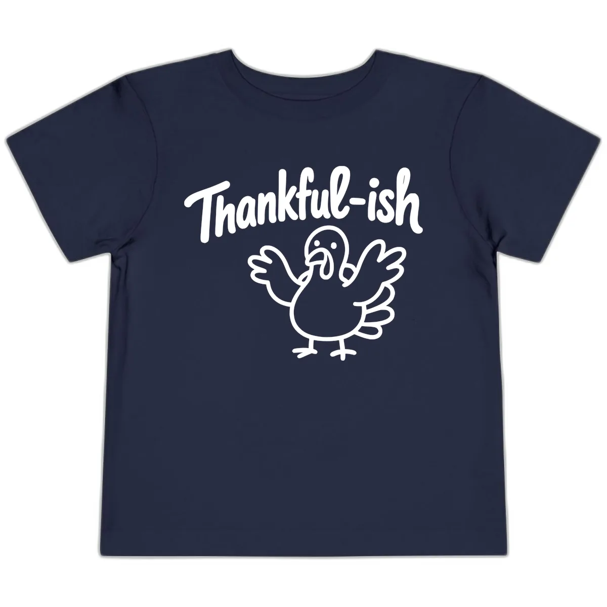Thankful-ish Turkey Design Toddler T-Shirt in Navy