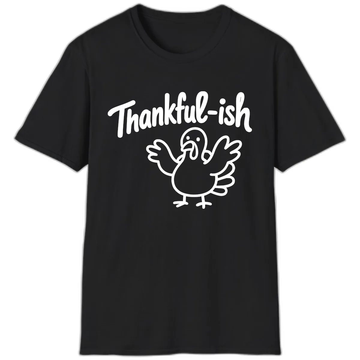 Thankful-ish Turkey Design T-Shirt in Black