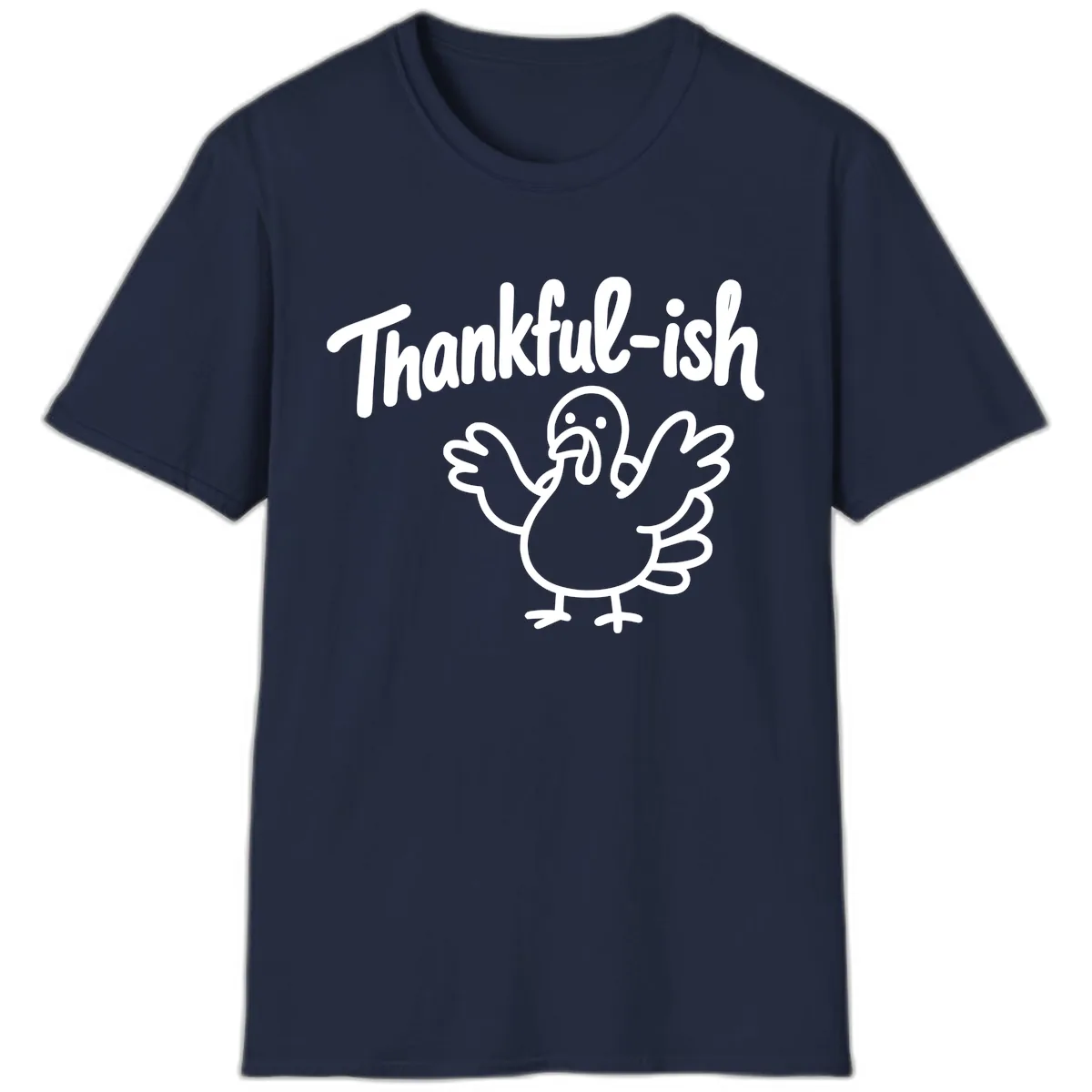 Thankful-ish Turkey Design T-Shirt in Navy