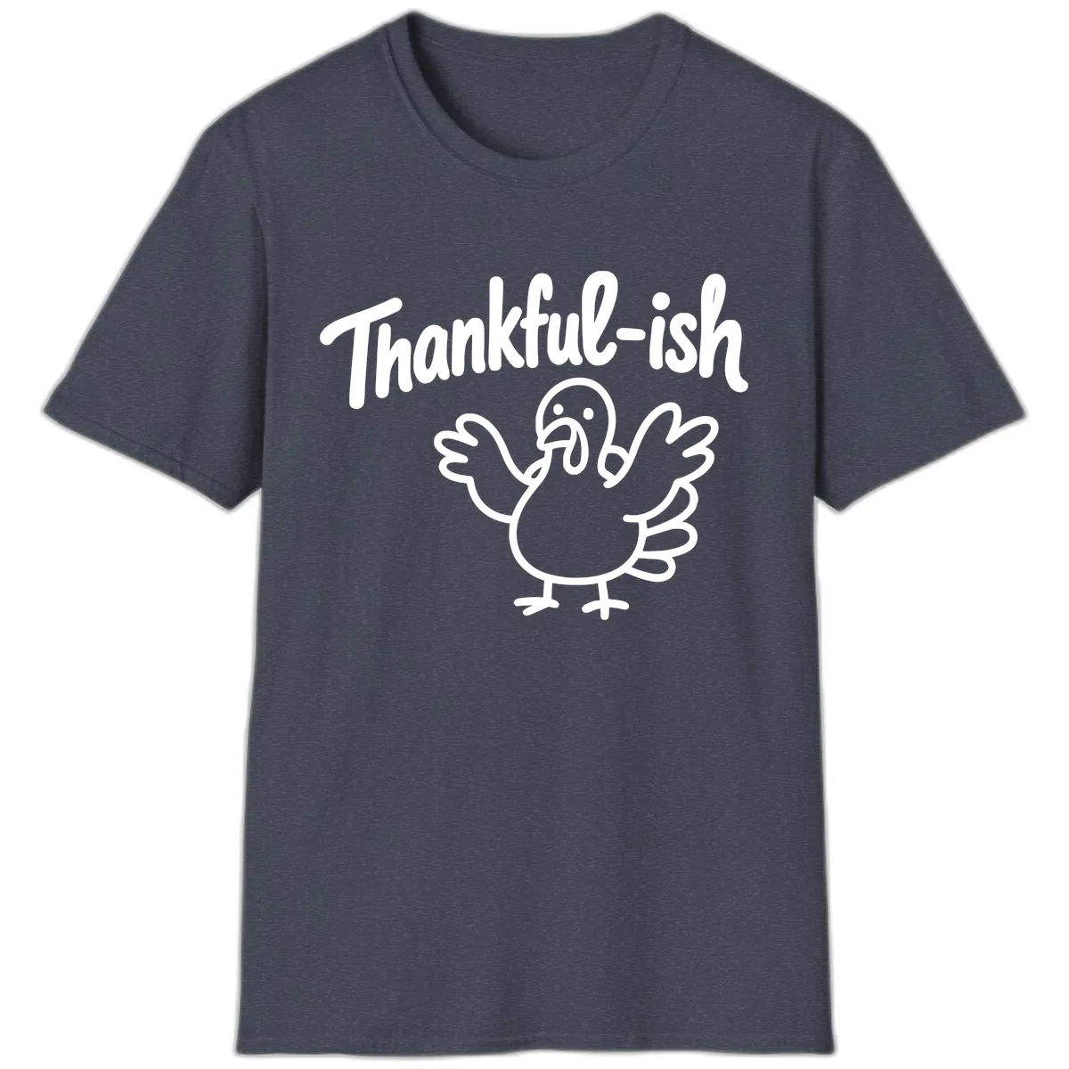 Thankful-ish Turkey Design T-Shirt in Heather Navy