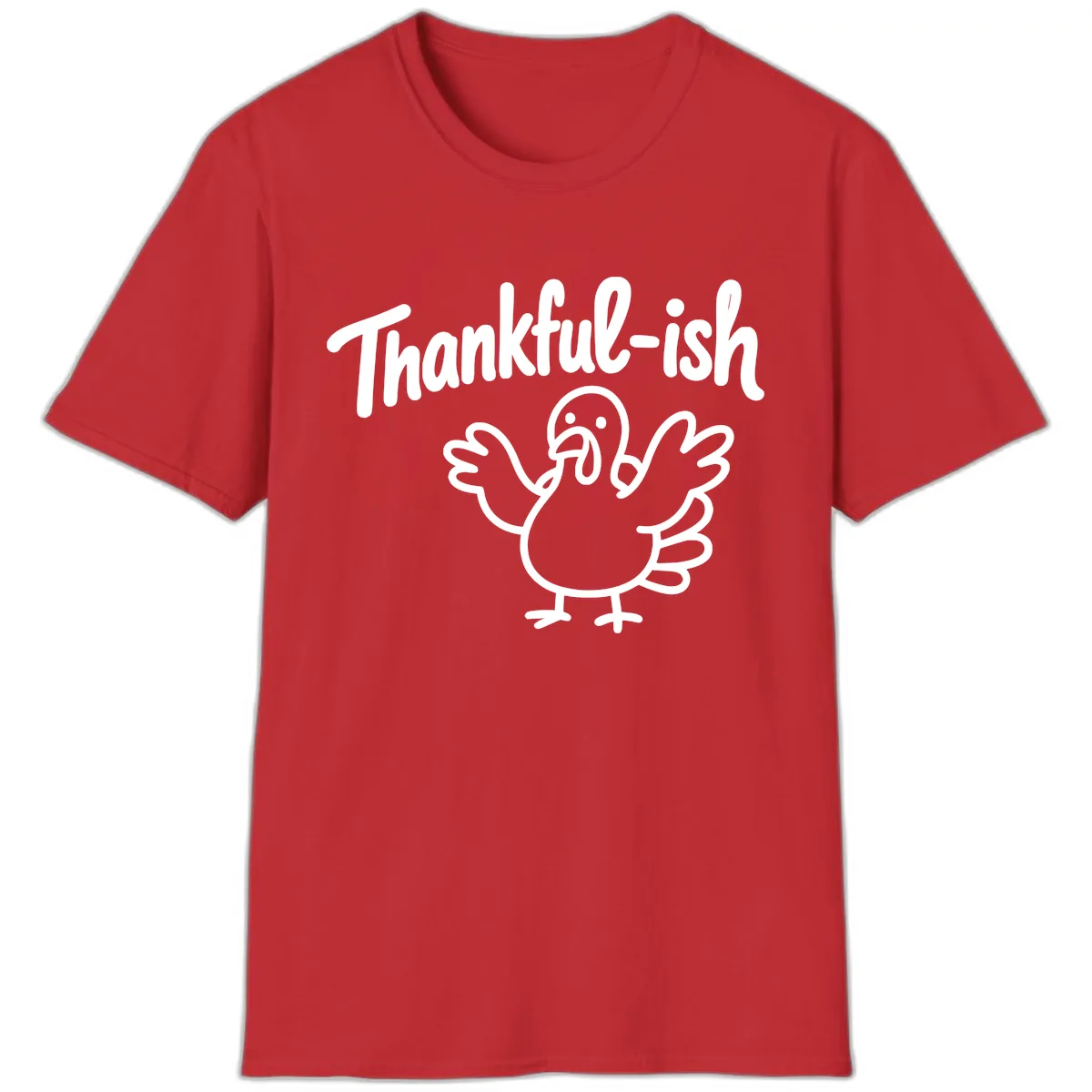 Thankful-ish Turkey Design T-Shirt in Red