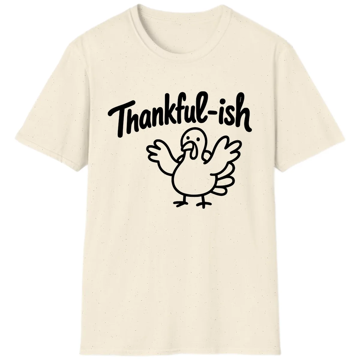 Thankful-ish Turkey Design T-Shirt in Natural