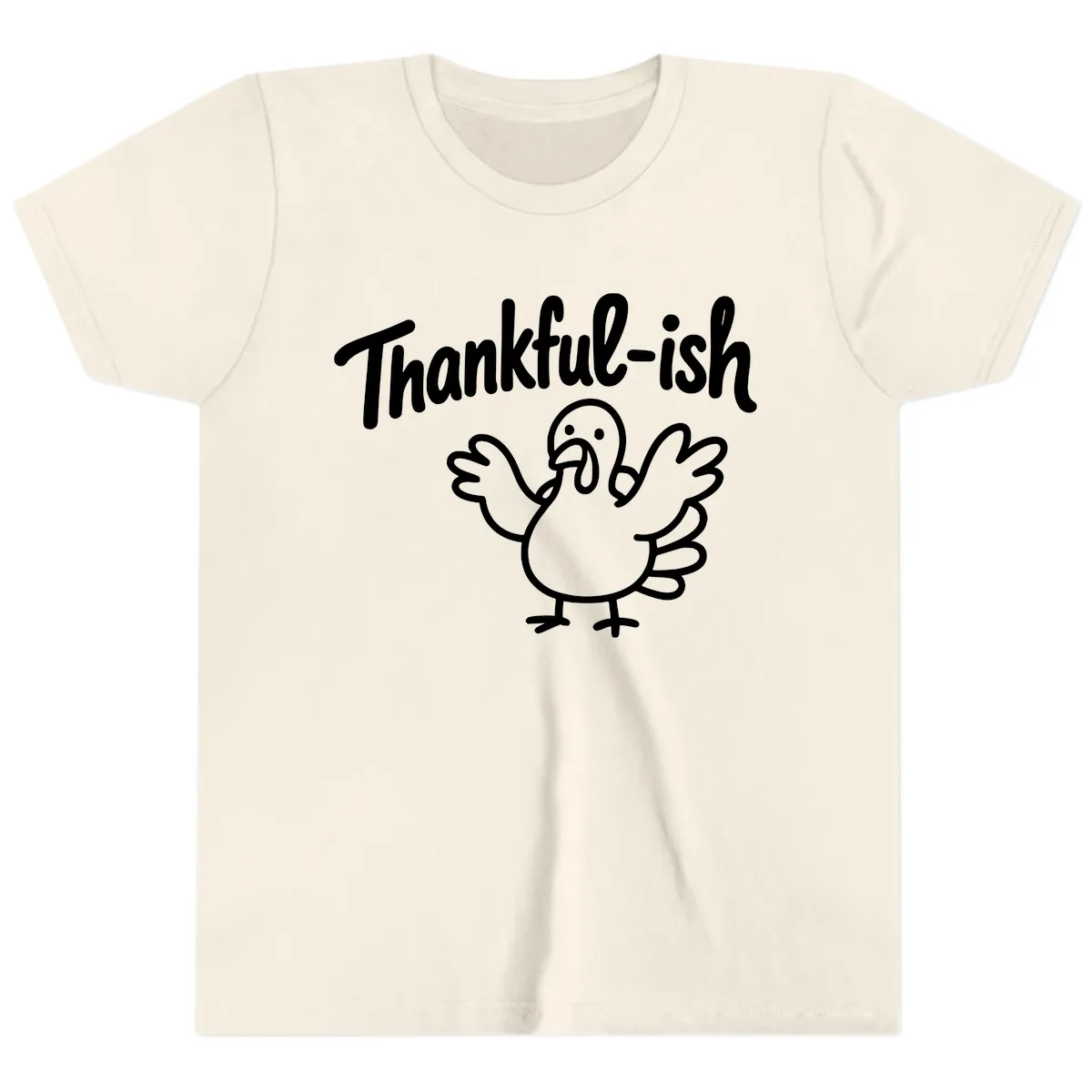Thankful-ish Turkey Design Youth T-Shirt in Natural