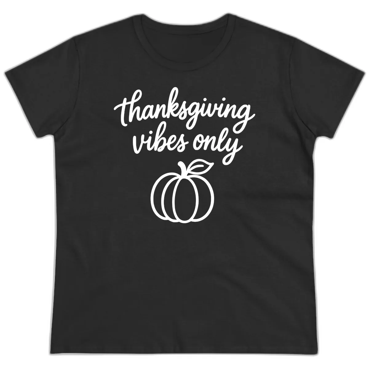 Thanksgiving Vibes Only Ladies Tee in Black
