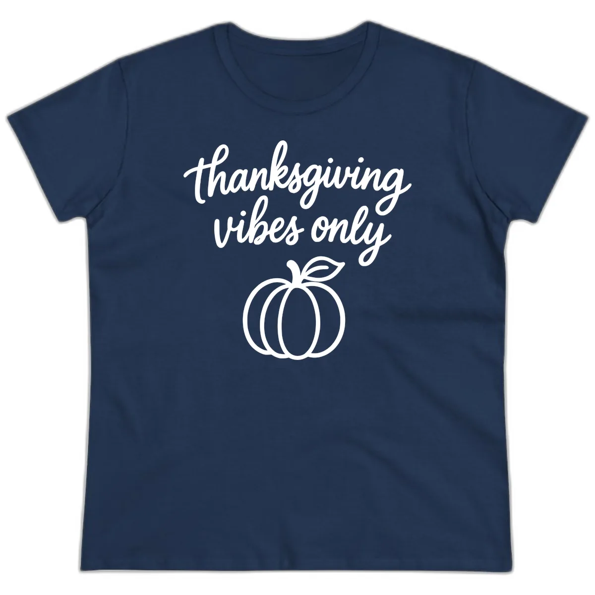 Thanksgiving Vibes Only Ladies Tee in Navy
