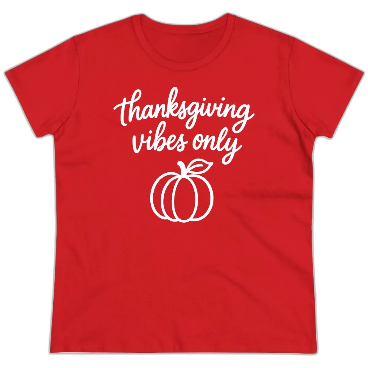 Thanksgiving Vibes Only Ladies Tee in Red