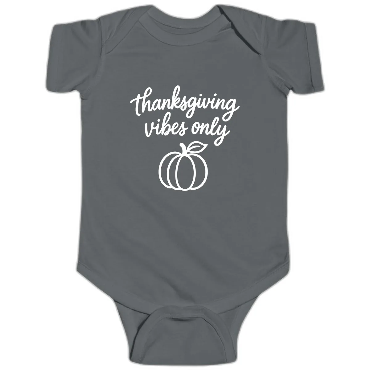 Thanksgiving Vibes Only Baby Onesie in Charcoal