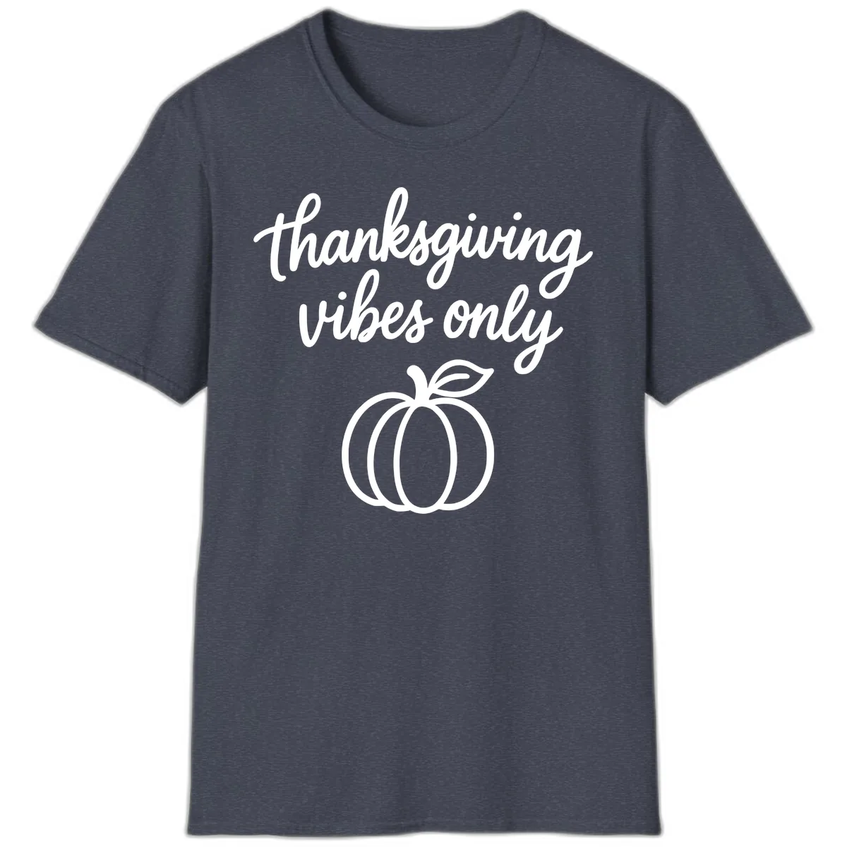 Thanksgiving Vibes Only T-Shirt in Heather Navy