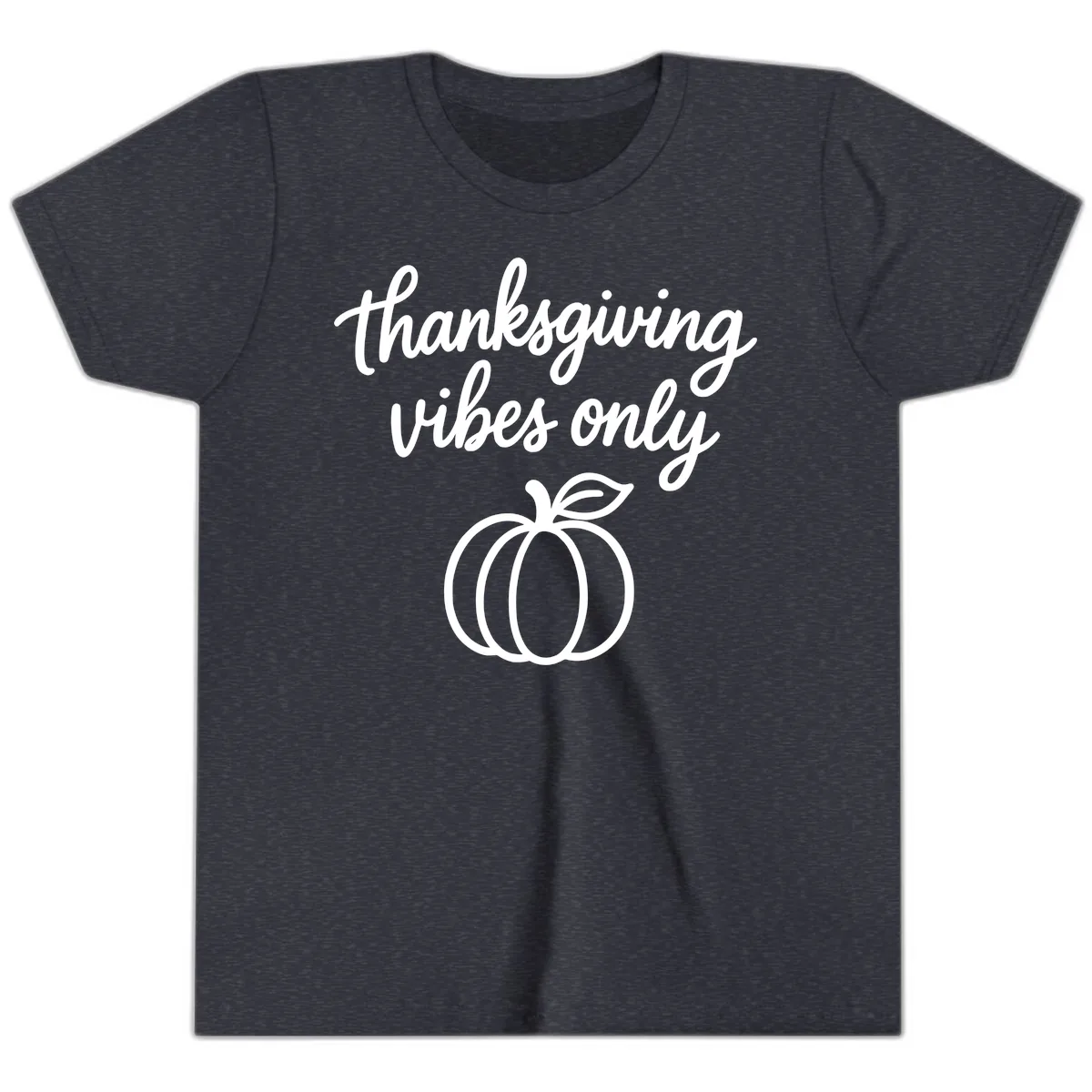 Thanksgiving Vibes Only Youth T-Shirt in Heather Navy